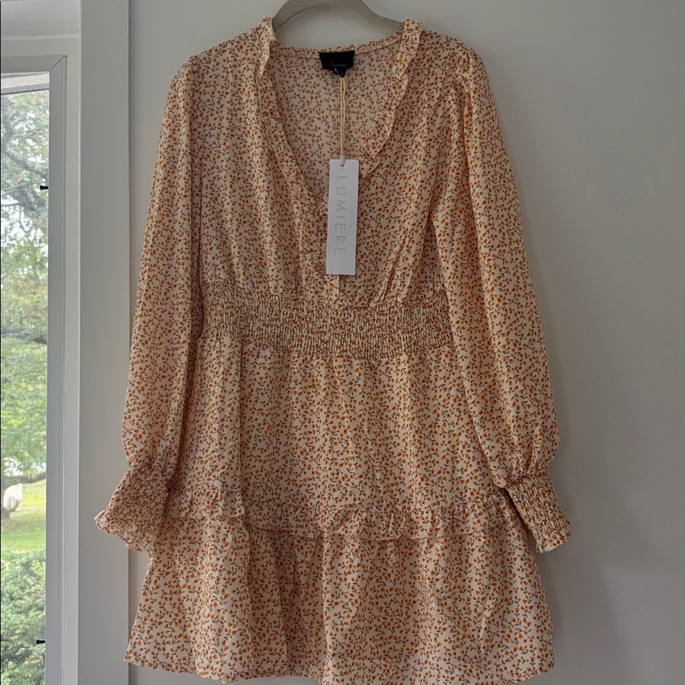 Lumiere Peach Floral Ruffle Dress